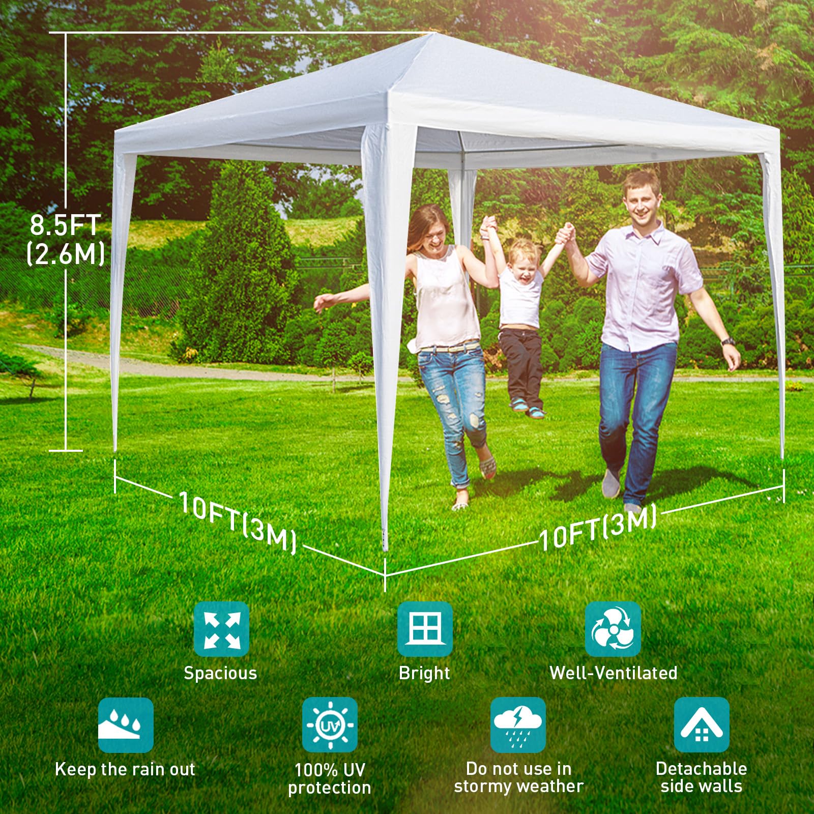 VidaXL Toldo Blanco Impermeable Carpa De Fiesta VidaXL De 400x600